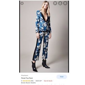 Smythe Blue Floral Straight Leg Pants
